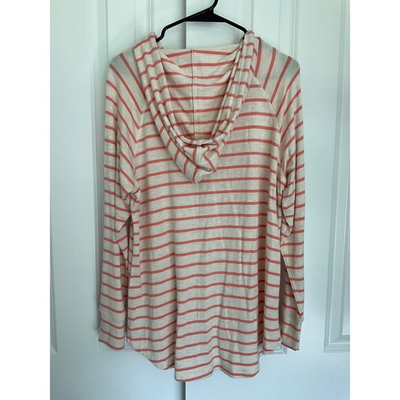 Market & Spruce Large Mavian Zip Front Hooded Sweatshirt Orange Stripe NEW - Picture 4 of 4